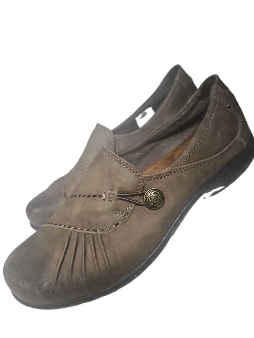 Rockport Cobb Hill Women Leather Loafer Sz6.5 Brn SlipOn Flat Office Walk[8C
